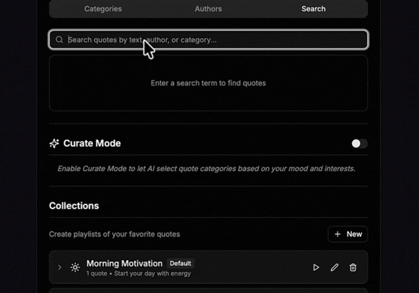 Search quotes and use quick actions
